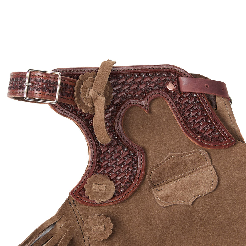 Arrow M Saddlery Tooled Basket Stamp Yoke Saddle Brown 2-3T Youth Chaps
