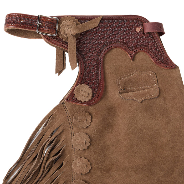Arrow M Saddlery Tooled Basket Stamp Yoke Saddle Brown 6-7T Youth Chaps