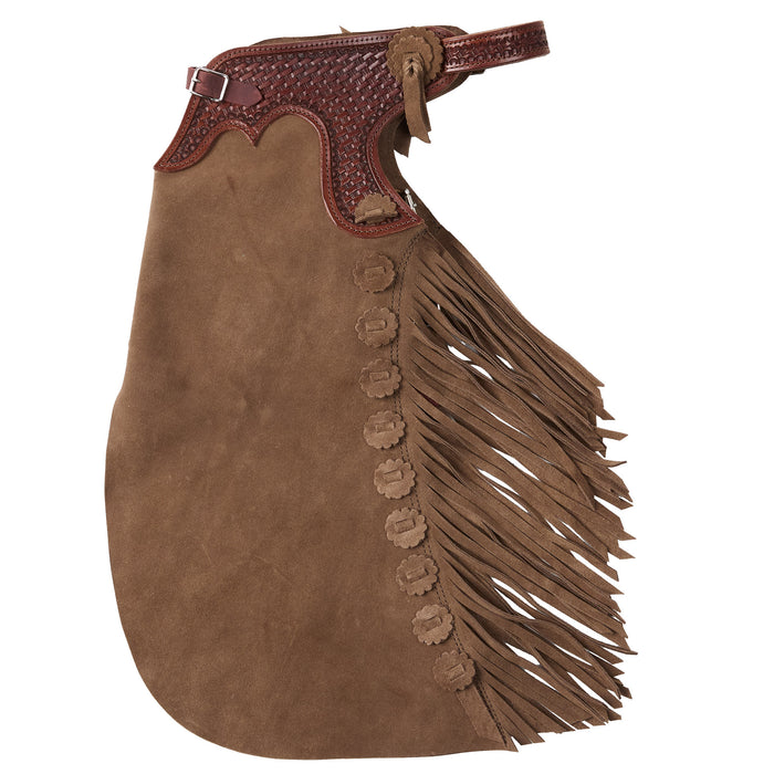 Arrow M Saddlery Tooled Basket Stamp Yoke Saddle Brown 6-7T Youth Chaps