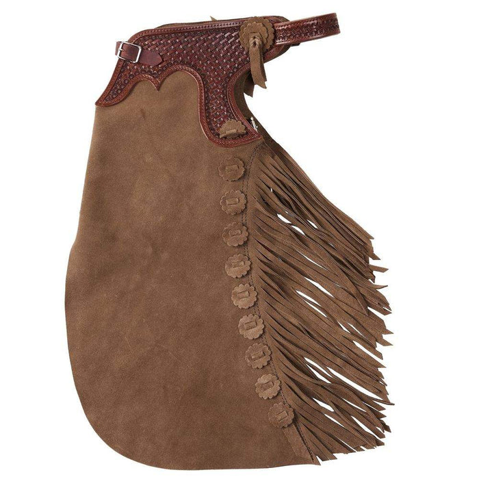 Arrow M Saddlery Tooled Basket Stamp Yoke Saddle Brown 4-5T Youth Chaps