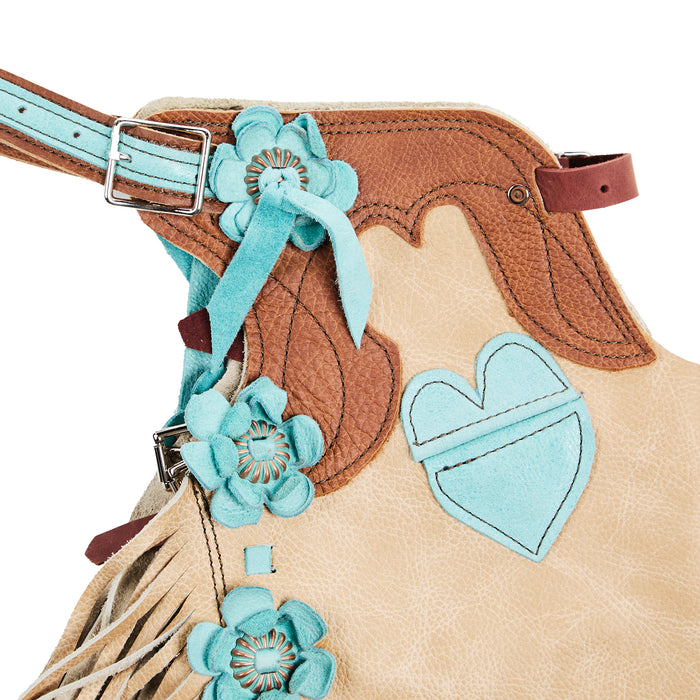 Arrow M Saddlery Vanilla Saddle Turquoise Flower 2-3T Youth Chap