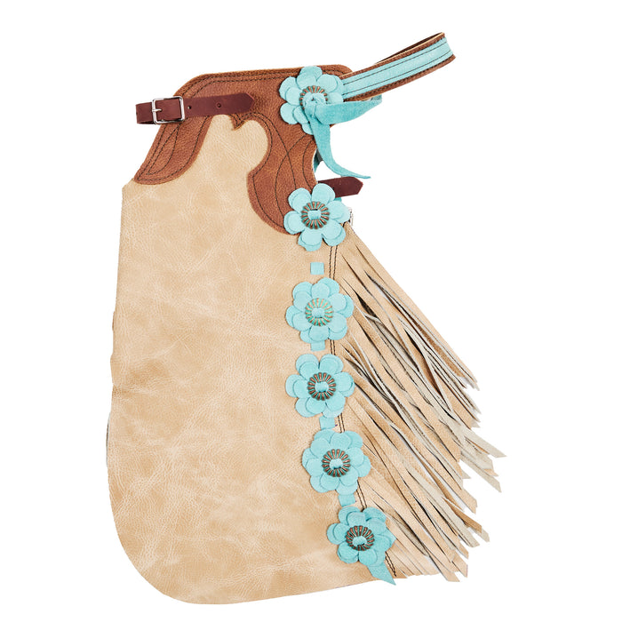 Arrow M Saddlery Vanilla Saddle Turquoise Flower 2-3T Youth Chap