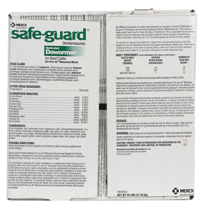 Merck Animal Health Safe-Guard Medicated Dewormer Block 25 lb