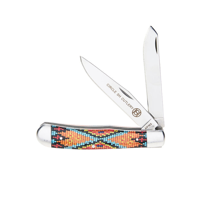 Western Fashion Circle SH Cutlery 4 1/4In Orange Fiesta Trapper Knife