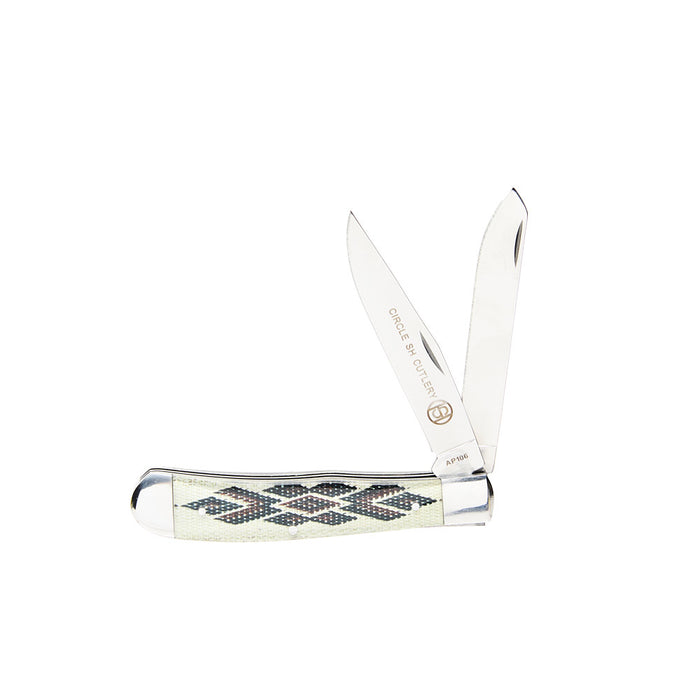 Western Fashion Circle SH Cutlery 4 1/4In White Southwest Trapper Knife