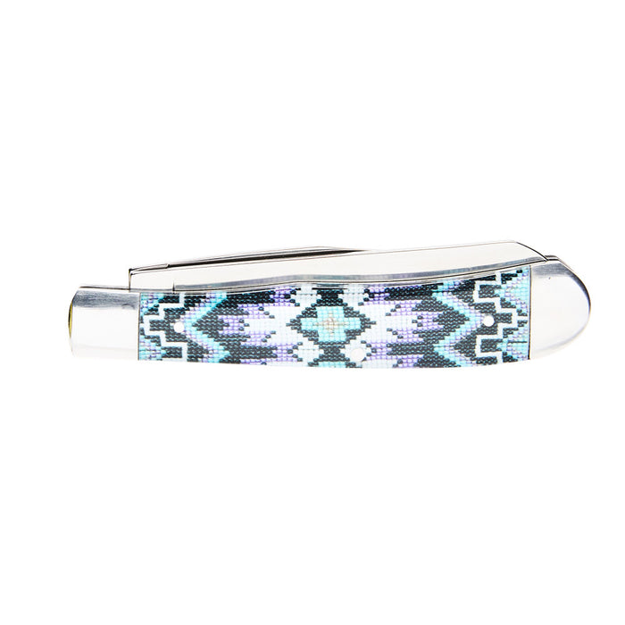 Western Fashion Circle SH Cutlery 4 1/4In Purple Aztec Trapper Knife