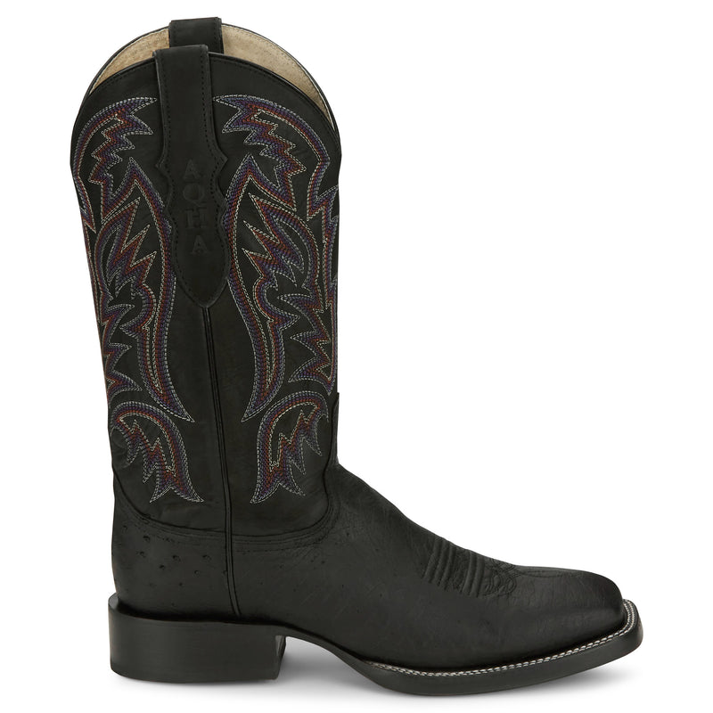 Justin Boot Company Men`s AQHA Three Bars Black 13in Black Cowhide Top