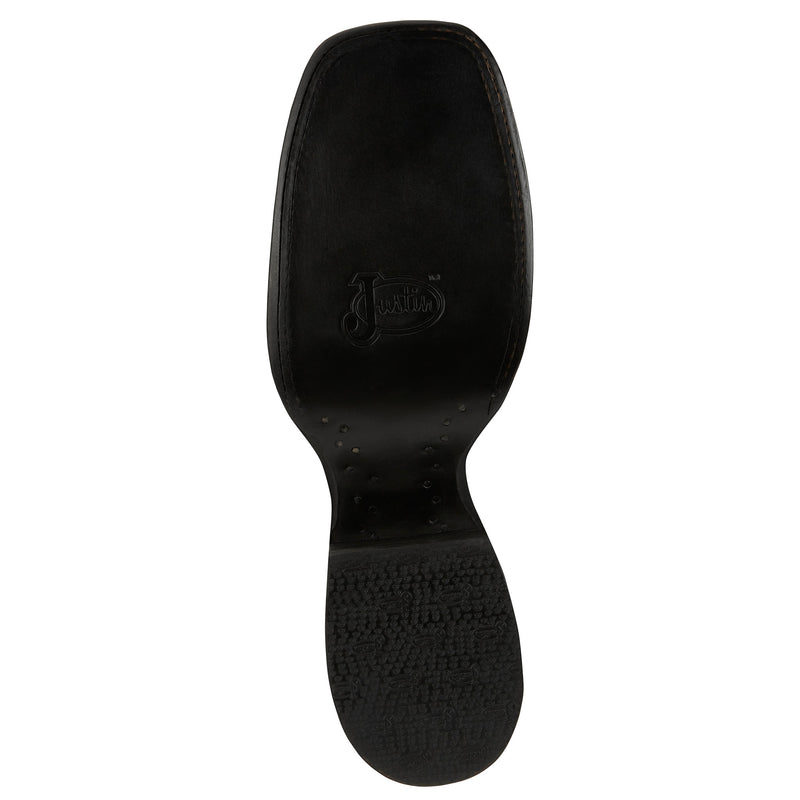 Justin Boot Company Men`s AQHA Three Bars Black 13in Black Cowhide Top
