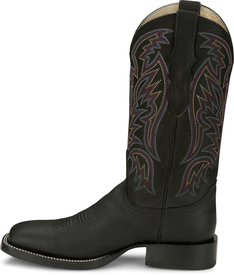 Justin Boot Company Men`s AQHA Three Bars Black 13in Black Cowhide Top