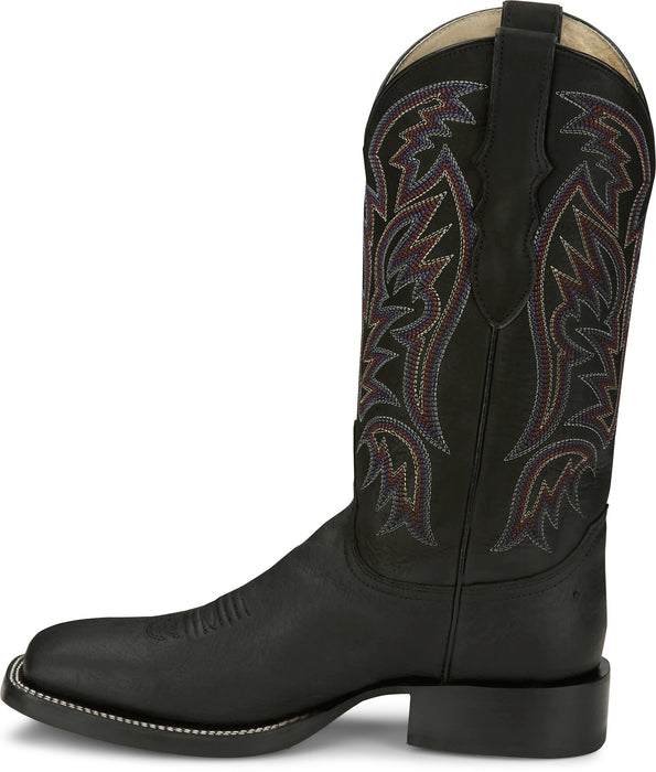 Justin Boot Company Men`s AQHA Three Bars Black 13in Black Cowhide Top