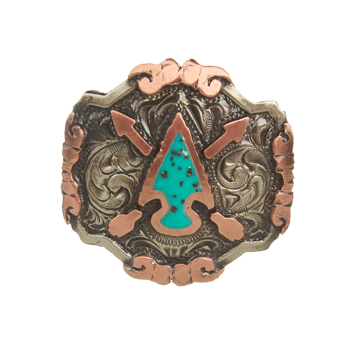 NRS Antique Silver Copper Turquoise Arrowhead 1 1/2 Inch Concho