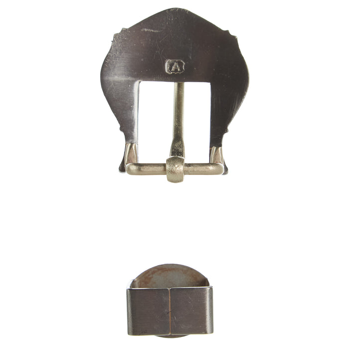 NRS White Stone Brass Flower 3/4in Buckle and Keeper Set