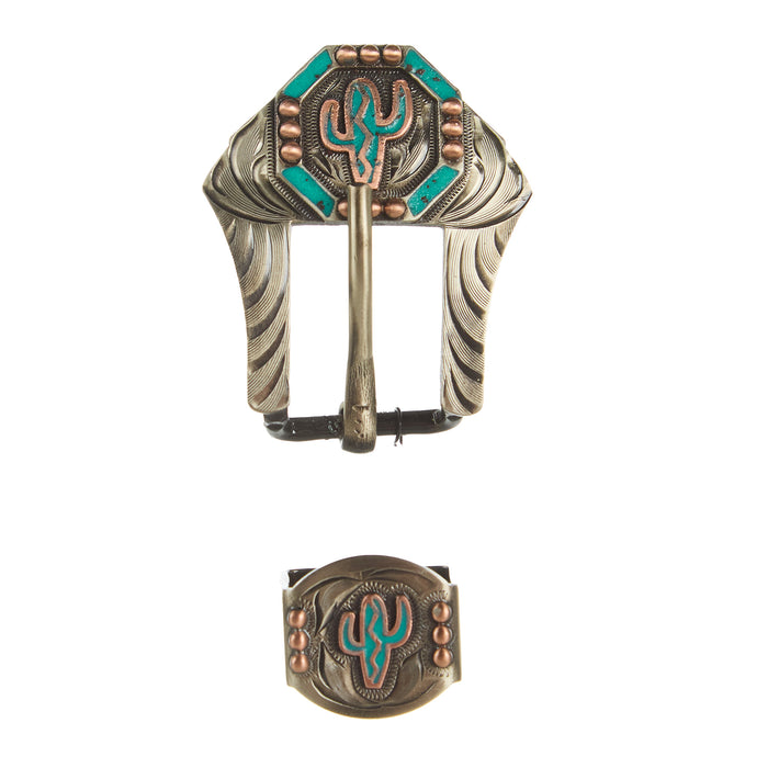 NRS Turquoise Resin Cactus 3/4 inch Buckle Set