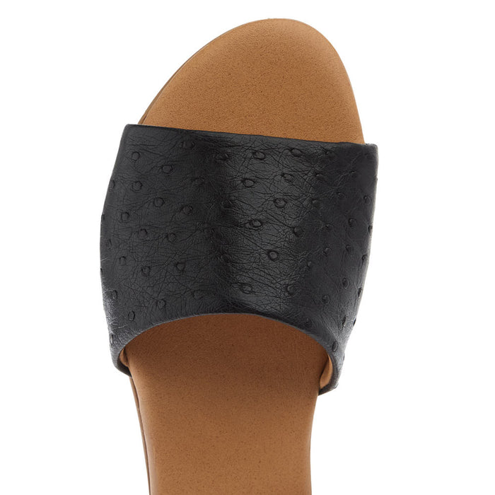 Agavesky Women's Eva Black Ostrich Sandal