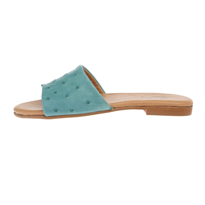 Agavesky Women's Eva Turquoise Ostrich Sandal