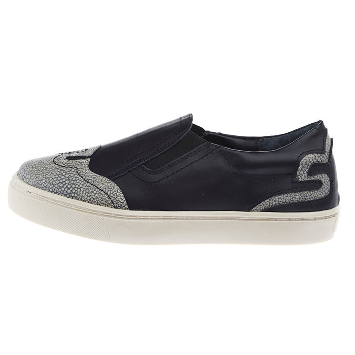 Agavesky Women's Kaitlyn Black and Faux Stingray Slip-on Tennis Shoe