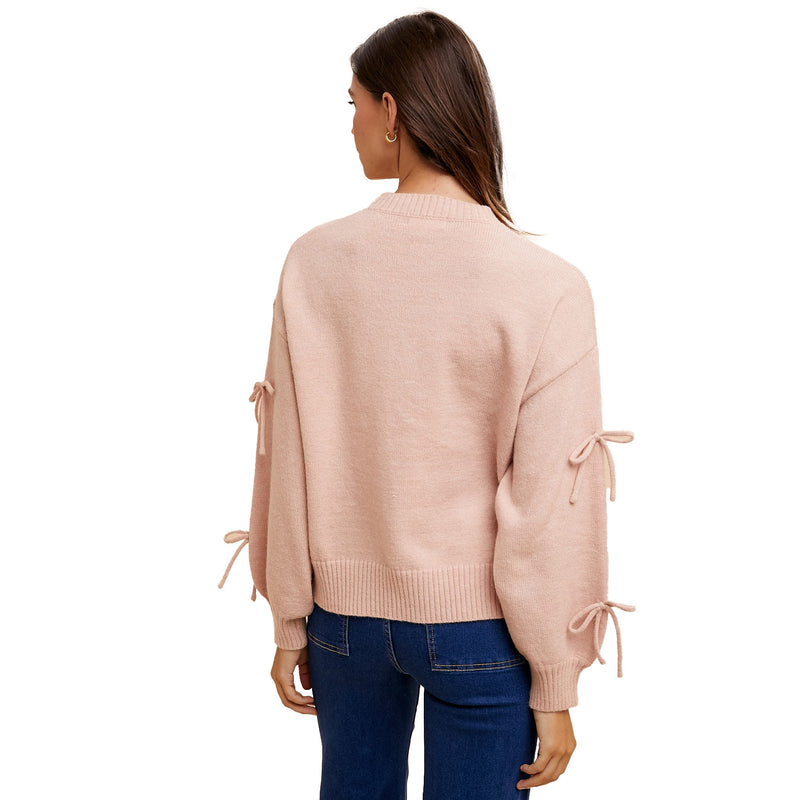 Anniewear Women's Indie Pink Bow Patch Sweater