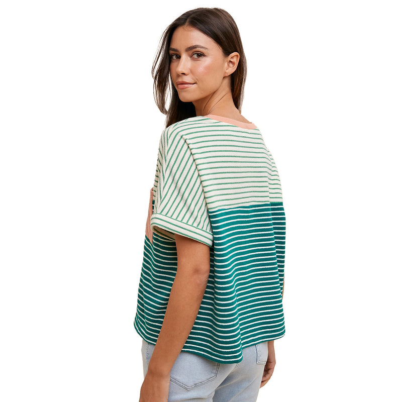 Anniewear Women's Peacock Green Striped Top