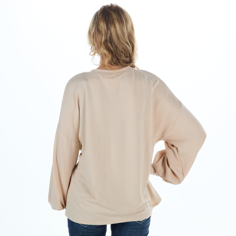 Avery Womens Khaki Cowboy Graphic Sweatshirt