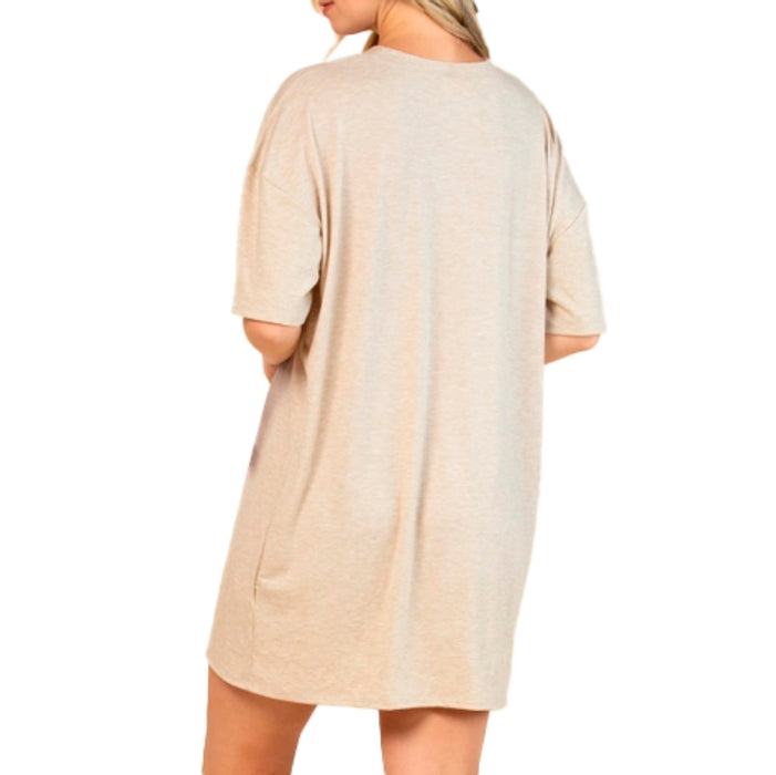 S - Avery Women's Running Horse Camel Tee Shirt Dress
