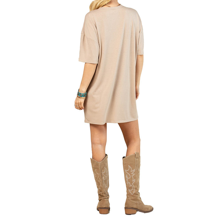 Avery Women's Khaki Western Rodeo Tee Shirt Dress