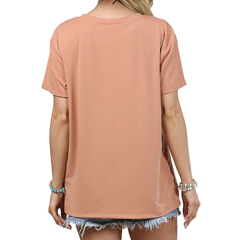 Avery Women's Rust Cow Print Tee Shirt