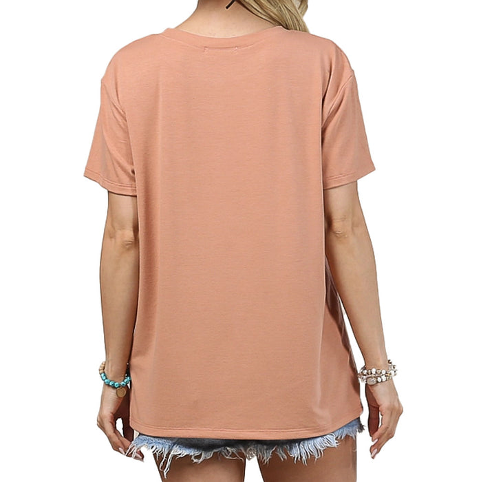 Avery Women's Rust Cow Print Tee Shirt