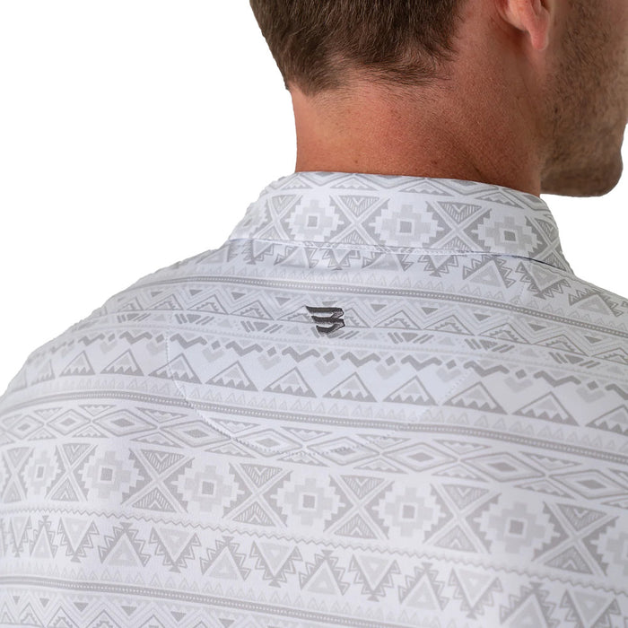 Burlebo Men's Grey Aztec Performance Polo