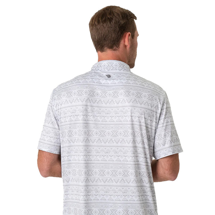 Burlebo Men's Grey Aztec Performance Polo
