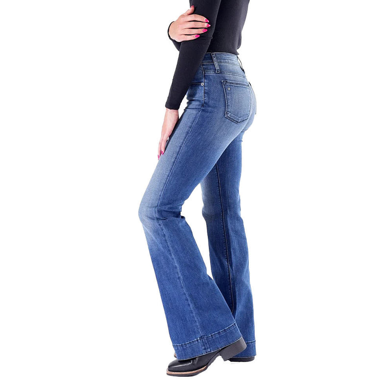 Haala Denim Women's Bella Indigo Stone Black Stitch Trouser