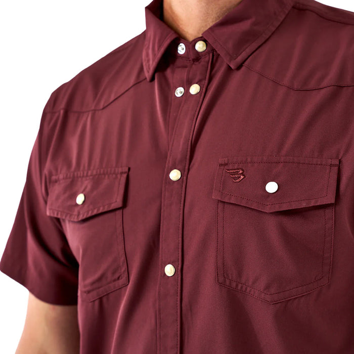 Burlebo Men's Maroon Performance Western Shirt