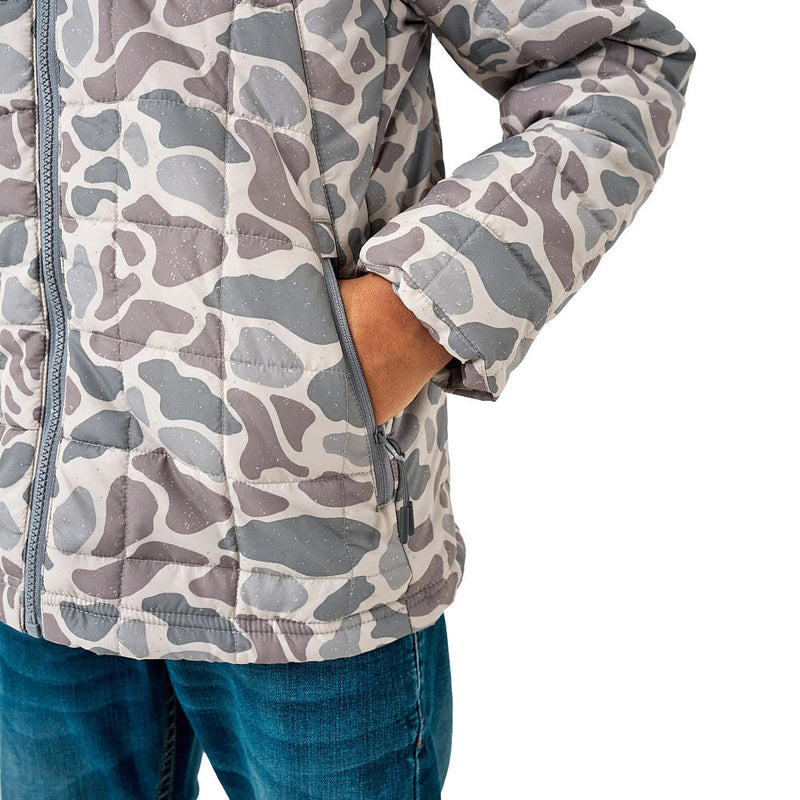 Burlebo Youth White Camo Puffer Jacket