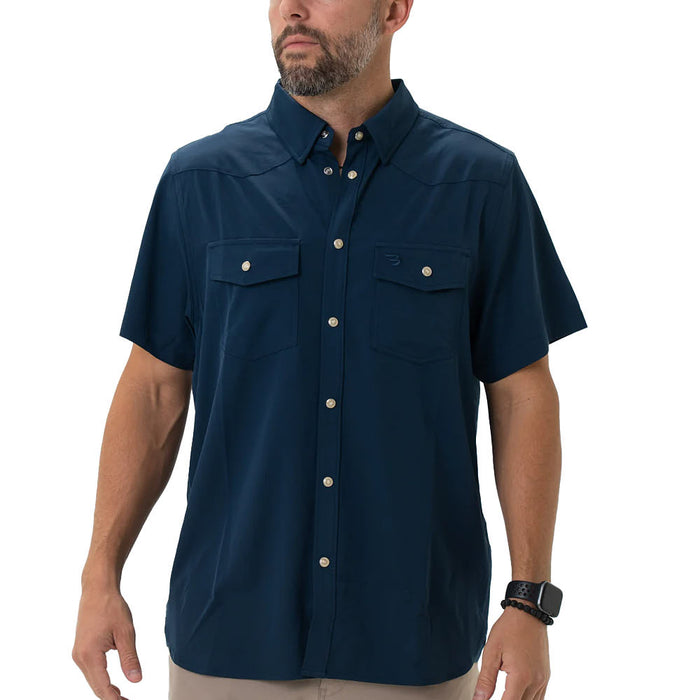 Burlebo Men's Navy Performance Western Shirt
