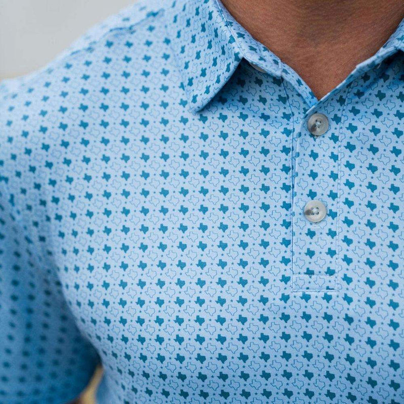 Burlebo Mens Texas Blue Performance Polo