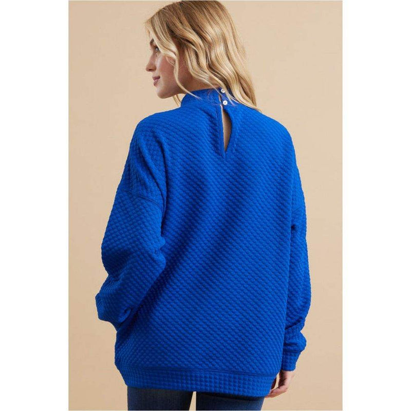 Jodifl Womens Royal Textured Top With Pockets