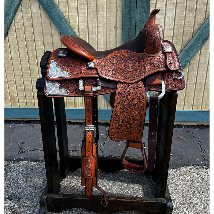 Bob`S Custom Saddles 16.5in Floral Reining Saddle