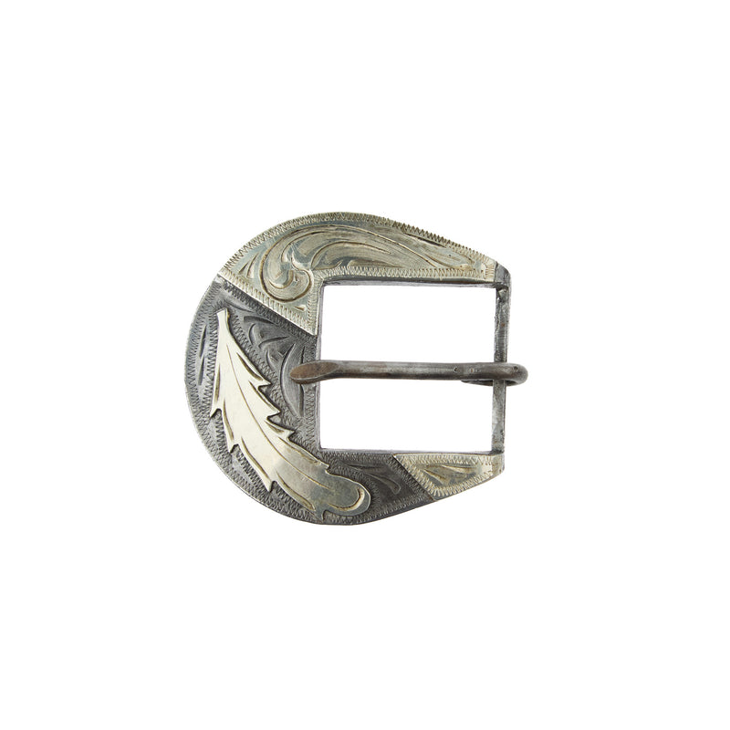 Cowperson Tack Silver Feather Blue Iron 1in Buckle and Keeper
