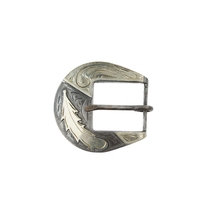 Cowperson Tack Silver Feather Blue Iron 1in Buckle and Keeper