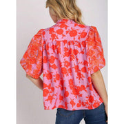 Umgee Usa Inc. Women's Pink Two Tone Print Top