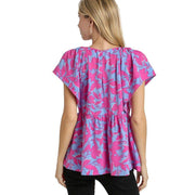 Umgee Usa Inc. Women's Two Tone Orchid Floral Top