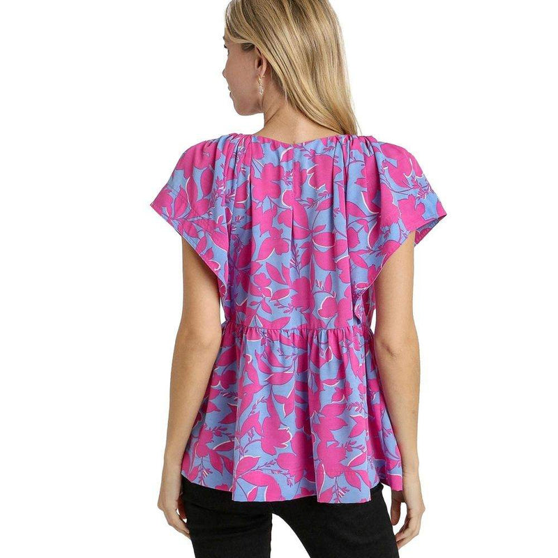 Umgee Usa Inc. Women's Two Tone Orchid Floral Top