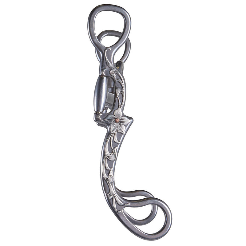 Brandon Anthony Engraved Silver Floral Correctional Port Shank Bit