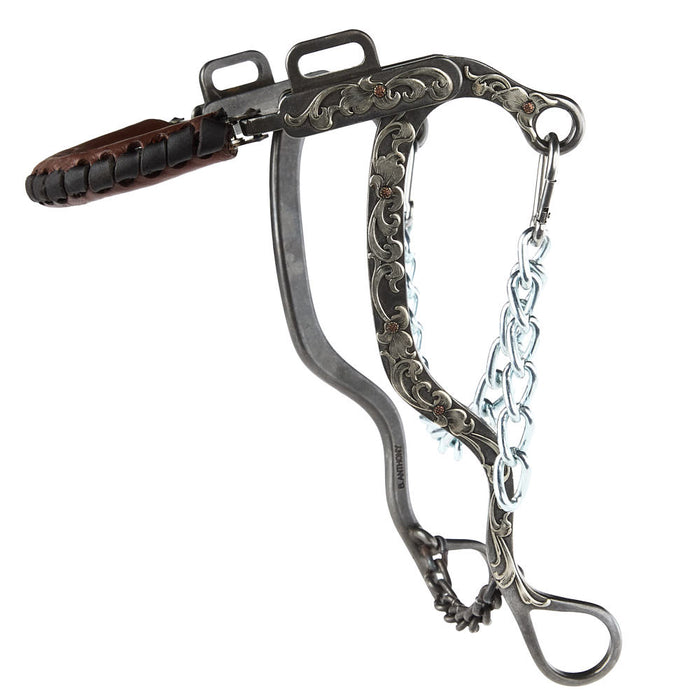 Brandon Anthony Bit & Spur Co. Engraved Silver Floral Long Shank Hackamore