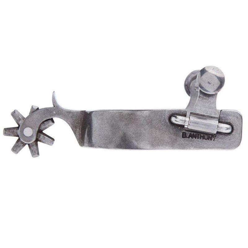 Brandon Anthony Bit & Spur Co. Silver Flower Scroll Mens 2 Inch Band Western Spurs with 7 Point Rowel