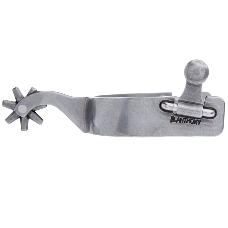 Brandon Anthony Bit & Spur Co. Engraved Silver Scroll Mens 2 Inch Band Western Spurs with 7 Point Rowel