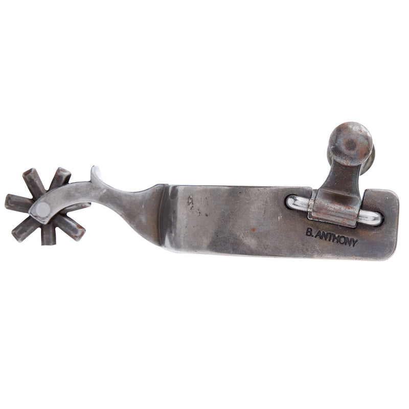 Brandon Anthony Bit & Spur Co. Engraved Silver Scroll Mens 2 Inch Band Western Spurs with 7 Point Rowel