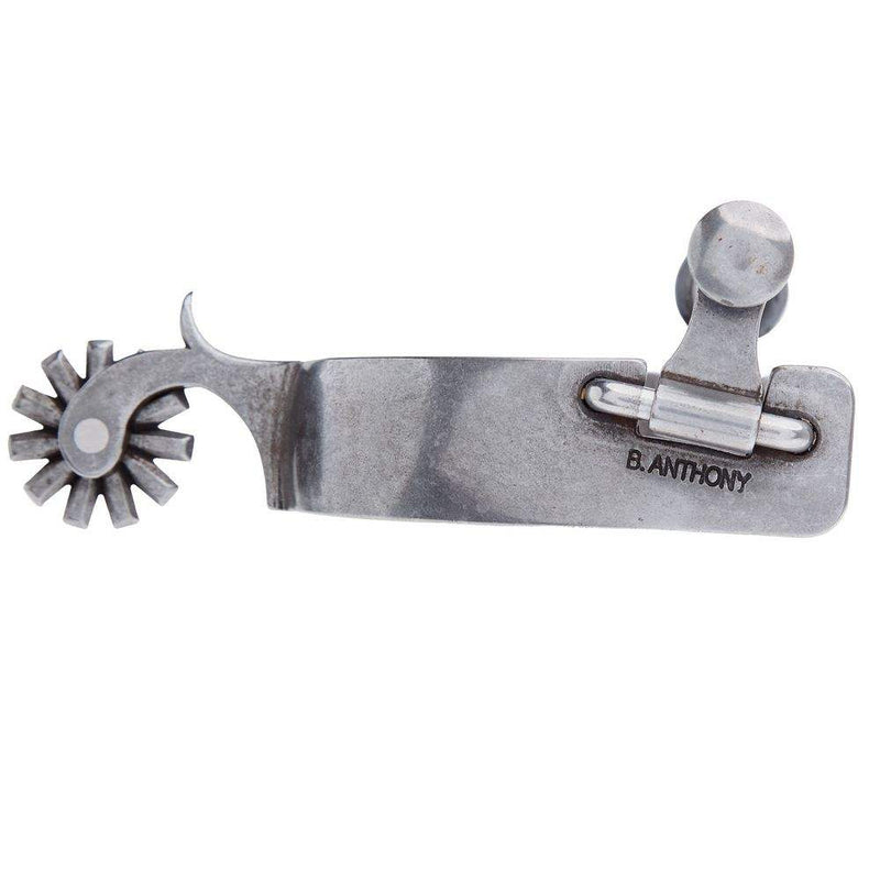 Brandon Anthony Bit & Spur Co. Engraved Silver Scroll Mens 2 Inch Band Western Spurs with 11 Point Rowel