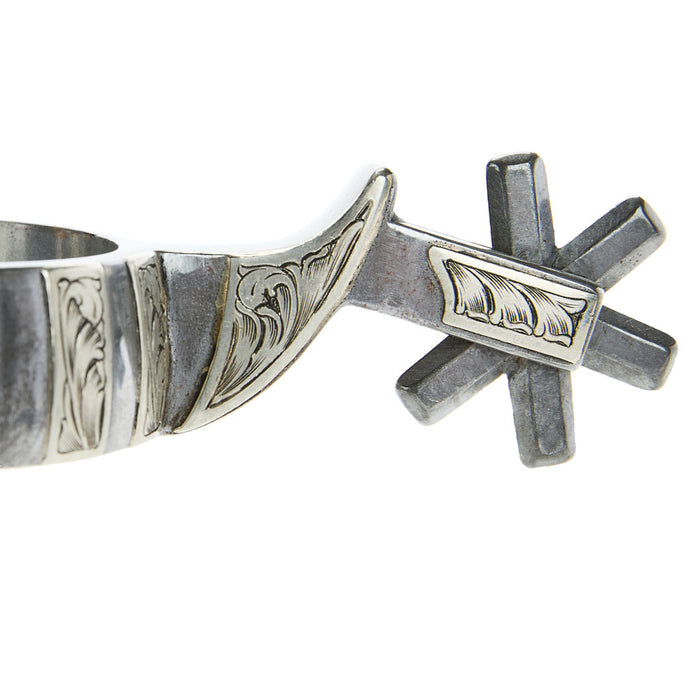 Brandon Anthony 7/8in Silver Bar Mounted with 6pt Rowel Spurs