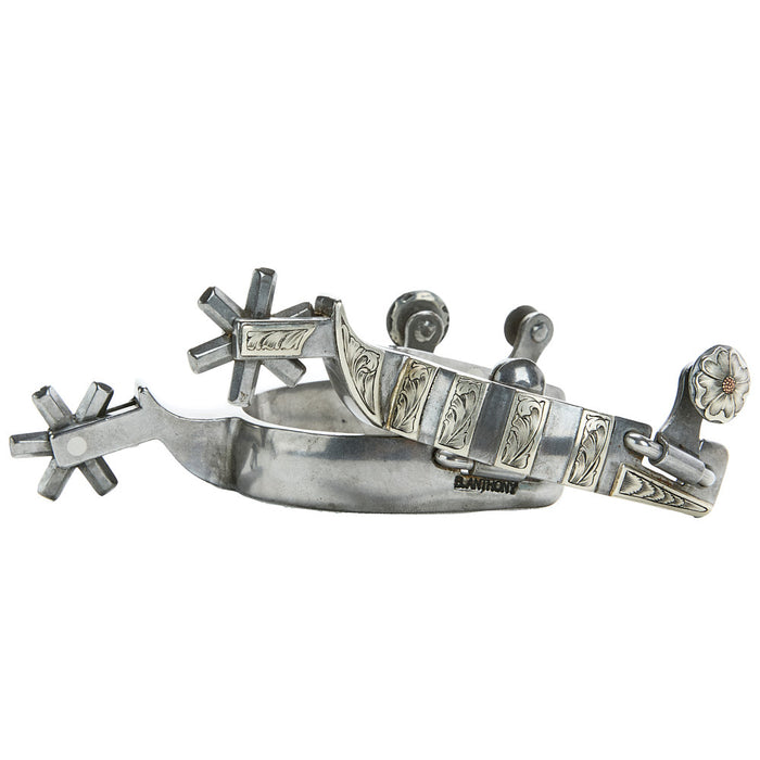 Brandon Anthony 7/8in Silver Bar Mounted with 6pt Rowel Spurs