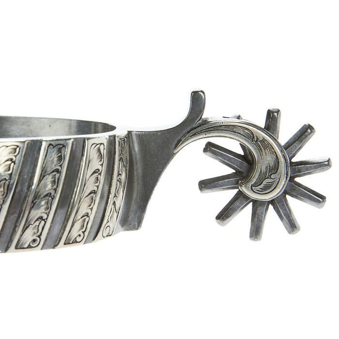 Brandon Anthony Bit & Spur Co. 1in Silver Bar Mounted with 10pt Rowel Spurs
